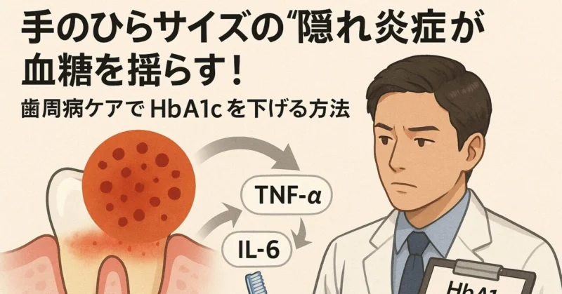 手のひらサイズの“隠れ炎症”が血糖を揺らす！ 歯周病ケアで HbA1c を下げる方法のアイキャッチ画像